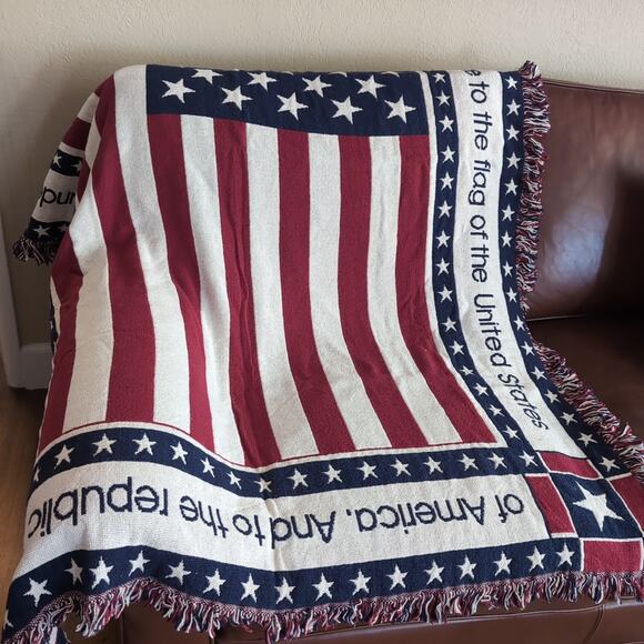 USA American Flag Throw Blanket Pledge of Allegiance Stars Stripes Patriotic